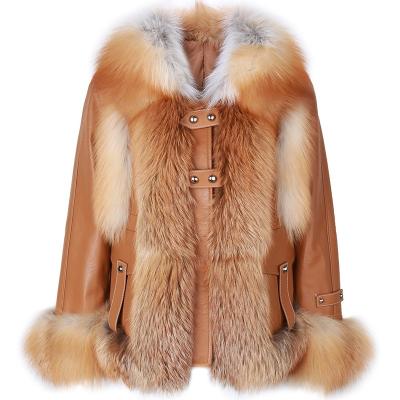 China Autumn New Elegant Women Anti-wrinkle Real Fox Fur Jacket Ladies Turn-Down Collar Fur Coat Outerwear for sale