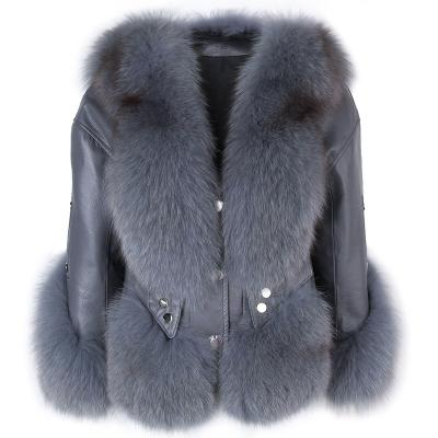 China Autumn New Women Real Fur Jacket V-Neckline Three-Quarter Anti-wrinkle Sheath Fox Fur Coat Ladies for sale