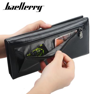 China 2021 Newest Brand Baellery Waterproof Zipper Wallet Fits Wallet Money And Card Men Leather Wallet Along for sale