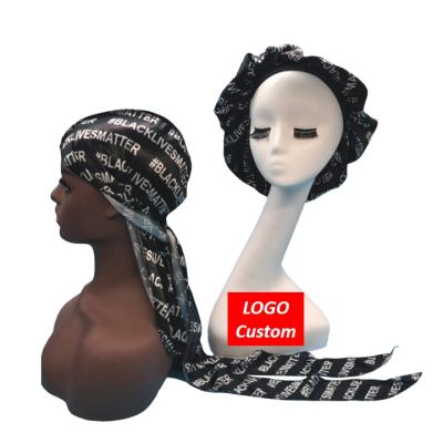 China Fashion Wholesale Hair Accessories Low MOQ LOGO Custom Durags And Satin Cowls For Men Women for sale