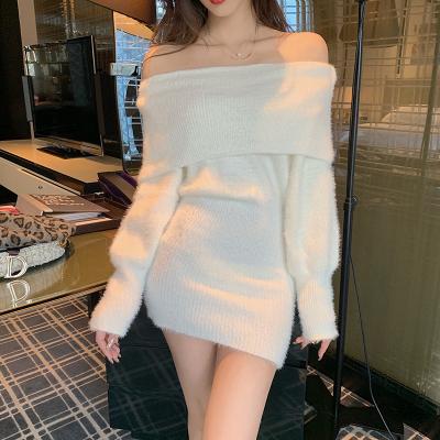 China New Style Customized Customized/Thickened Knitted Women Breathable Autumn And Winter Off-the-Neck Shirt Dress Sweater Knitted Women for sale