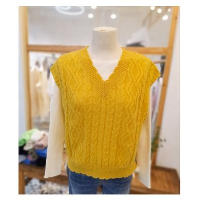 China Golden mohair+ breathable yarn wholesale pretty new fashion knit v neck vests sleeveless sweaters for women for sale