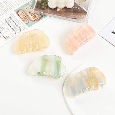 China Restraint To Decorate Hair Clear Color Grab Clip Stitching Acetic Acid Women's Grab Clip for sale