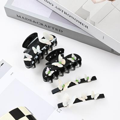 China Cut hair new three-dimensional butterfly casually decorated with rhinestone inlaid clip women's fashion side clip for sale