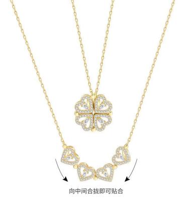 China FASHIONABLE Small Opening And Closing Pendant Four Leaf Clover Stainless Steel Necklace Love Heart Women Diamond Necklace Women for sale