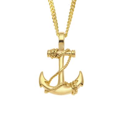 China FASHIONABLE Mens Hip Hop Jewelry Rope Cross Anchor Chain 18k Gold Cuban Pendant Necklace for sale