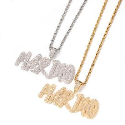 China Hip Hop Hip Hop Letter Name Necklaces Personalized Stainless Steel Gold Initials Pendant Necklace For Men for sale