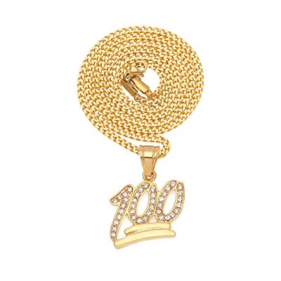 China TRENDY hip-hop men high quality Non-fading 100 points stainless steel Diamond Pendant 18k gold necklace for sale