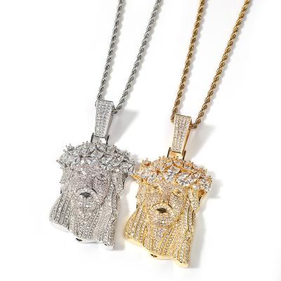 China Hiphop Drop Shipping Hip Hop Inlaid Personality Men Full Jesus Zircon Diamond Pendant Necklace for sale