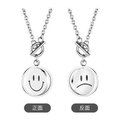 China FASHIONABLE Rotary Stainless Steel Smile Necklace Female Cute Happy Men And Women for sale