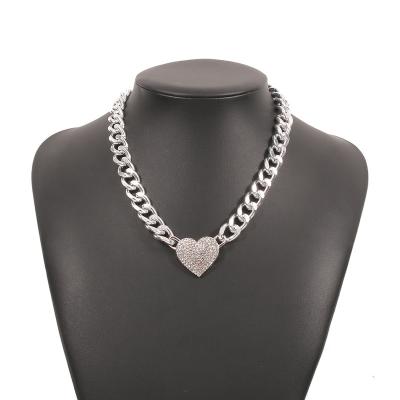 China Fashion Street Style Hip Hop Diamond Geometric Love Fashion Thick Chain Necklace for sale