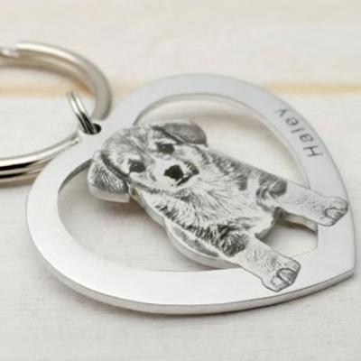 China Stainless Steel Drop Shipping Personalized Photo Couples Custom Titanium Nameplate Key Chain Key Chains For Dog And Cat for sale