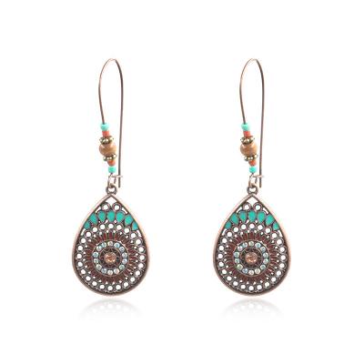 China FASHIONABLE Drop Shaped Oil Alloy Hollow Jewelry Personality Long Fashion Earrings for sale