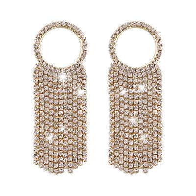 China FASHIONABLE E10131 New Tassel Full Diamond Earrings Fashion Retro Personality Earrings Combine Creative Long Earrings for sale