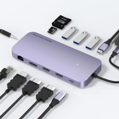 China 2022 Computer Type-c Mobile Devices .desk New HUB USB Docking Station with USB3.2 Ports+LAN+TF+SD+PD+DATA+DP+Audio for sale