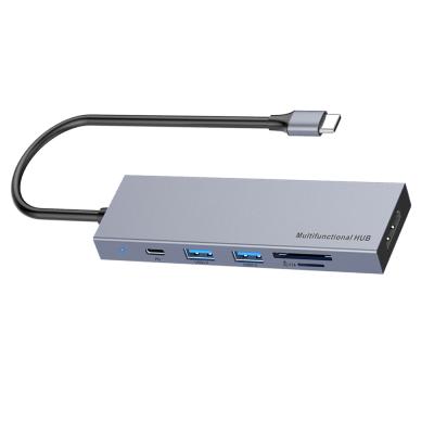 China Mobile Devices .desk Computer Type C Hub 6 in 1 USB Docking Station with USB 3.0 Port SD /TF HD Media for Laptop for sale