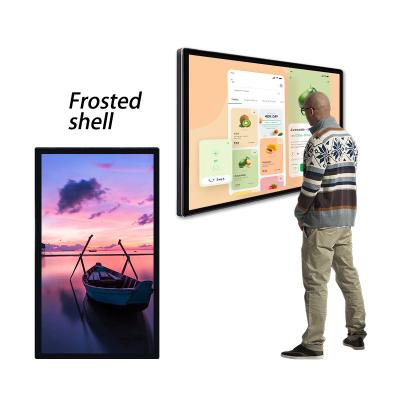 China 65 inch indoor digital signage open source network advertising display frosted border ultra-thin lcd to show wall mounted HD TV monitor for sale