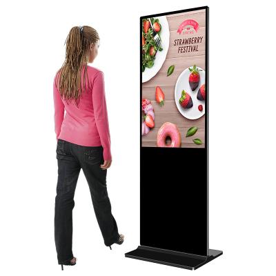 China 55 inch indoor indoor lcd digital poster capacitive/infrared touch screen floor standing totem advertising display for restaurant for sale