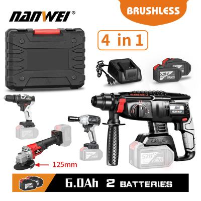 China Nanwei Rotary Wrench Grinder 125mm Brushless Cordless/Angle Tool Kits 6.0ah Universal Hammer Drills/Drills Power 380N for sale