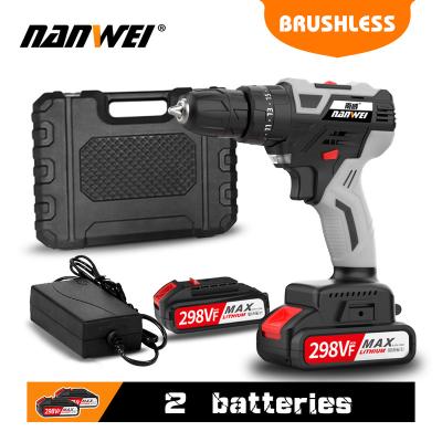 China 3 Functions NANWEI Screwdrive Industrial Electric Cordless Power Impact Drill 21V Lithium Battery Portable Multifunctional Electric Hand Drill for sale