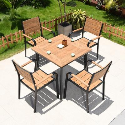 China WPC Aluminum Alloy Chairs And Table Set Outdoor Waterproof / Outdoor Dining 4 Chairs And Tables 80cm for sale