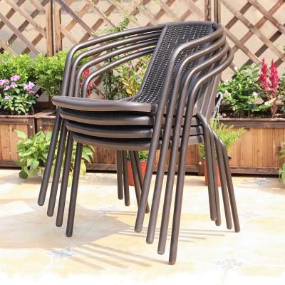 China Durable Waterproof Outdoor Furniture Garden Stackable Chair With Backrest Plastic Rattan Weave Chair for sale