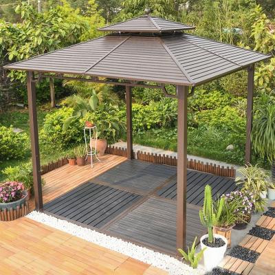 China Weather Resistant Luxury Outdoor Metal Garden Gazebo 3x3 With Netting&curtain Hard Top Pergolas Gazebos for sale