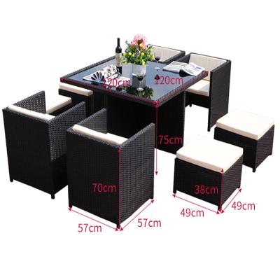 China 2020 OEM Rattan Patio Furniture 4 Seaters 9PCS Modern Good Quality Outdoor Garden Dining Table And Chair Sets From Factory for sale