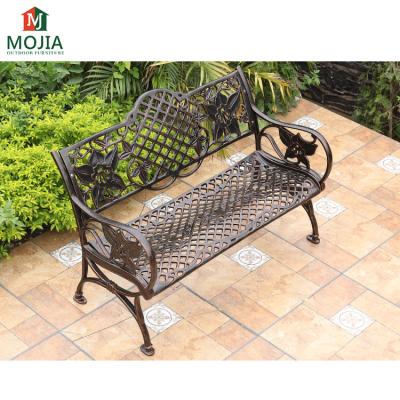 China MOJIA Durable Rustproof /Rain-proof Outdoor Furniture Rustic Cast Aluminum Metal Leisure Waterproof Bench for Garden Patio Backyard for sale