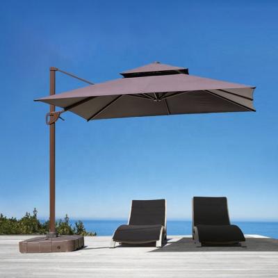 China Modern Outdoor Cheap Patio Umbrella Sun Cantilever Large Square Garden Umbrella Furniture And Parasol 3m Bases for sale