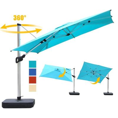 China Modern High End Cantilever Umbrella 10ft Aluminum Frame Squared 3m For Outdoor Sunshade Blue Orange for sale