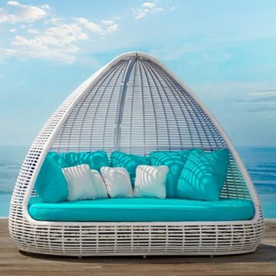 China Nordic modern white modern day bed sun bed furniture outdoor rattan rattan / wicker beds with cushion for sale