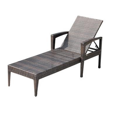 China Outdoor Rattan Waterproof Patio Pool Furniture Chaise Lounge Chairs Wicker Cabriolet Sofa For Bench for sale