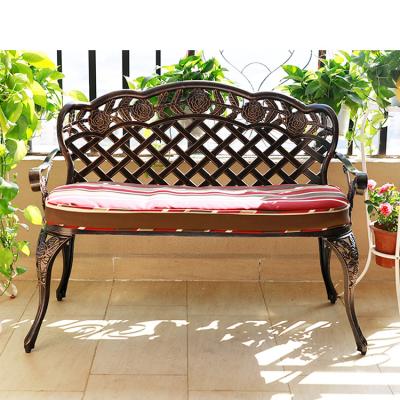 China Traditional Durable High Quality Outdoor Garden Patio Set Balcony Furniture Cast Aluminum Metal Bench Chair With Cushion for sale