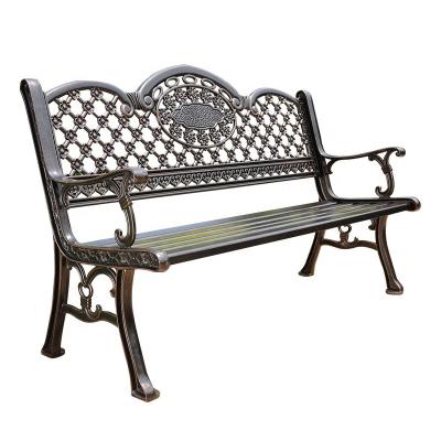 China Mojia Garden Furniture Leisure Cast Aluminum Park Bench Outdoor Antique Bronze Garden Patio Set Zero Bench for sale