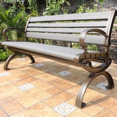 China 150cm Modern Outdoor Plastic Cast Aluminum Seat Chair Garden Wooden Bench With Back/Backless Chair Patio Furniture Set for sale