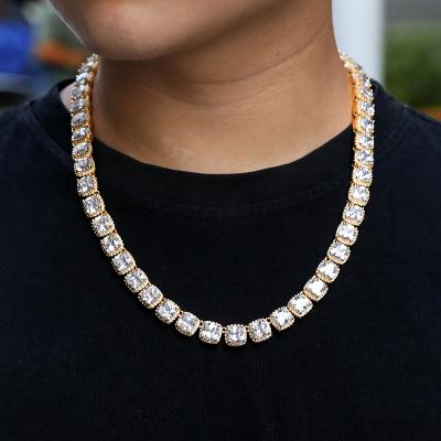 China 2020 Hiphop Fashion Bling Zircon Gold Necklace Men's Tennis Hip Hop Bundled Chain Necklace Jewelry for sale