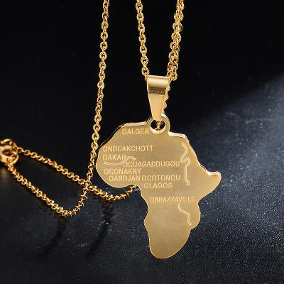 China Hiphop Trend Africa Map Hip Hop Pendant And Necklace Stainless Steel For Men Hip Hop Jewelry for sale