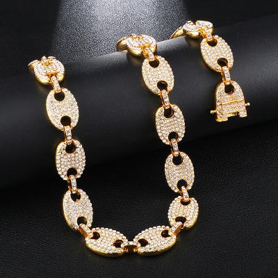 China Hiphop Cubic Zircon Iced Out Coffee Bean Chain Necklace Hip Hop For Men Fashion Jewelry for sale