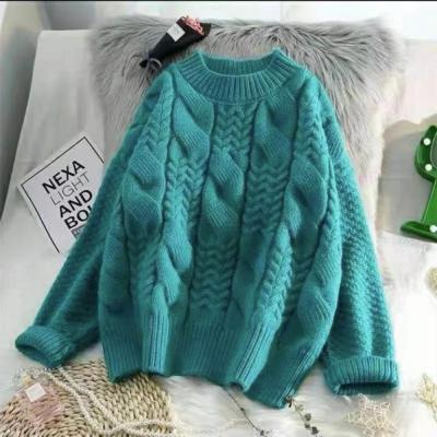 China 2021New Women's Autumn Winter Loose Knitted Sweater Anti-wrinkle color block striped warm female pullovers oversized pullovers ladies sweaters for sale