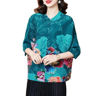 China Chinoiserie Retro Ladies Soft Mid Length T-shirt Designer Long Sleeve Blouses Shirts For Women Top for sale