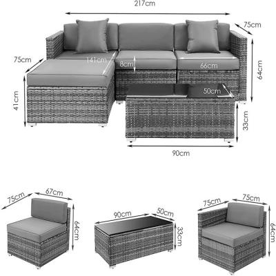 China 4 Piece Modern Outdoor Garden Furniture Pe Rattan Solid Wood Sofa Lounge for sale