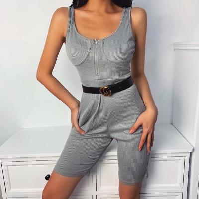 China Brand New Viable Sexy Simple Summer Overalls Zipper Overalls Woman Clothing Shorts One Piece Overalls For Woman for sale