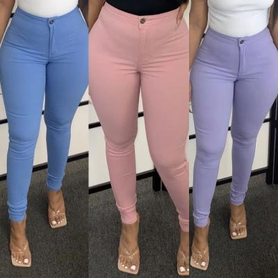 China 2022 New Color Candy Wish Amazon Long Lasting Stretch Pants High Leg Straight Pants for sale