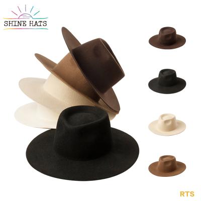 China Plush Shinehats OEM New Fashion Wool Felt Hat Australian Hat Multi Colored 100% Hand Made Hats Felt Hat Big Brim for sale