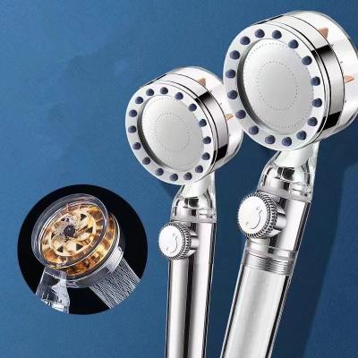 China Without Needles New Turbo Pressure Filter Shower Head Turbo Gold Fan Ionic Shower Head for sale