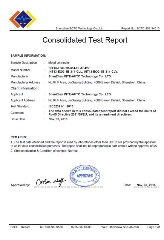 RoHS - Shenzhen Yinte Electronic Technology Co., Ltd.