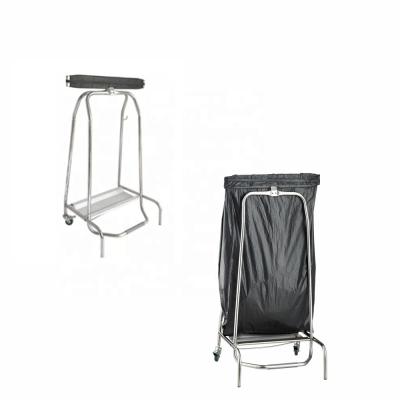 China Sustainable Knocked-Down Rubbish Bag Holder Stainless Steel Trash Recycling Trolley Trolley for sale