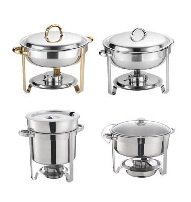 China Stainless Steel Round Chafing Dish 5 Quart Stainless Steel Buffet Catering Round Food Warmer for sale