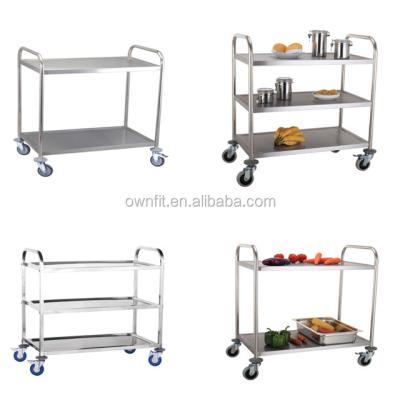 China 201 / 304 Stainless Steel Round Tube Stainless Steel Room Service Supply Cart And Outdoor Kitchen Tool Trolley for sale